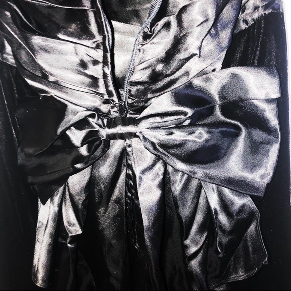 vintage Scott McClintock black sequin bodice satin big bow train dress - Picture 5 of 6